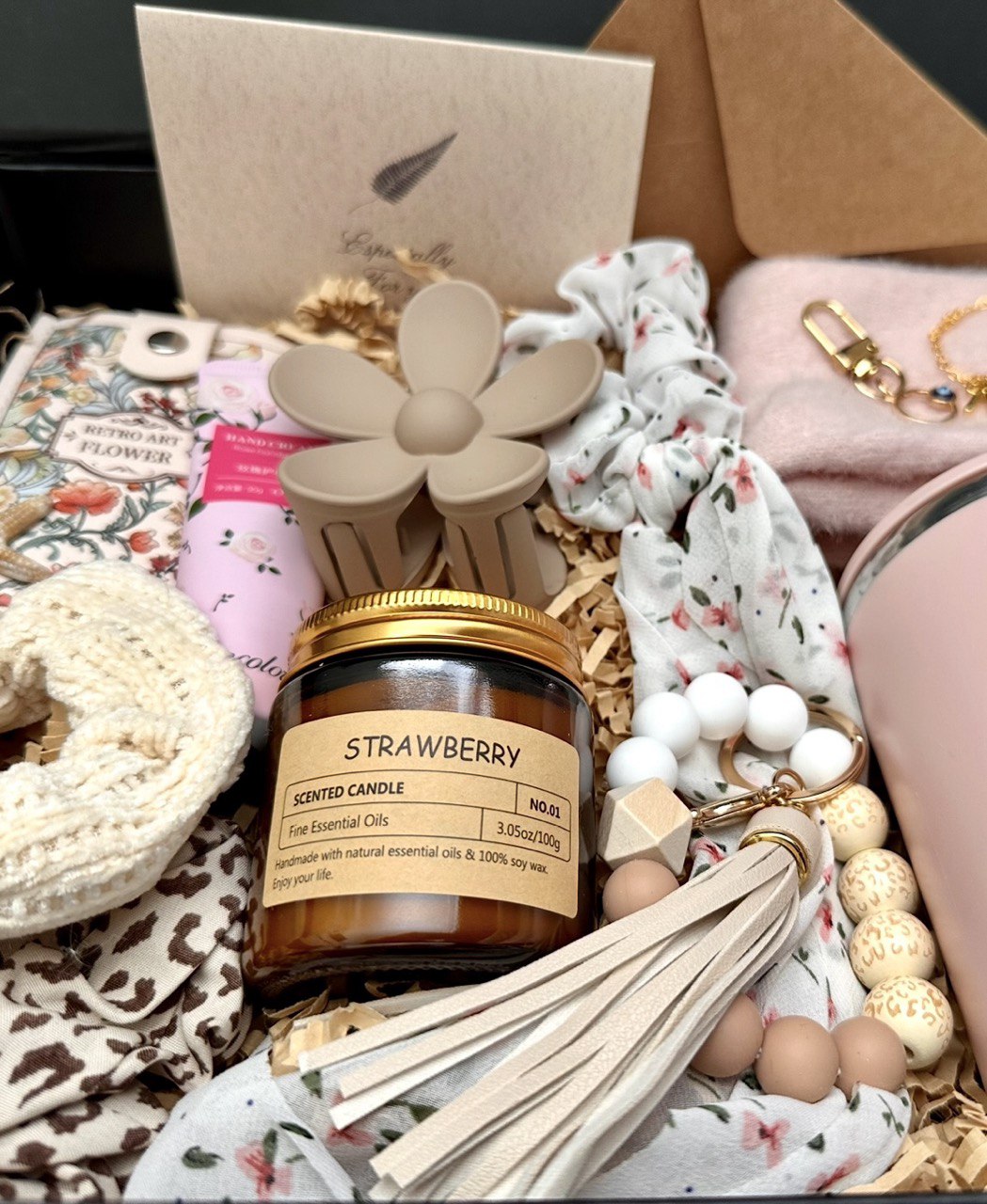 Luxury Gift Box for Women | Spa Self Care Set with Candle, Mug, Jewelry & Accessories | Birthday, Mom, Friend, Bridesmaid Gift
