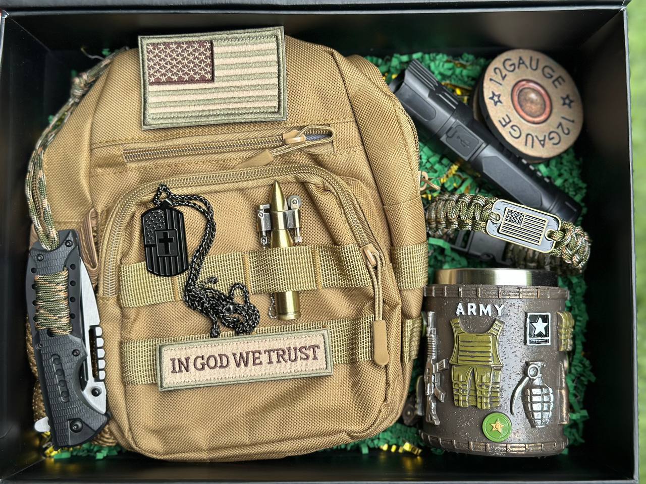 Army Tactical Gift Set for Men – Military Backpack, Survival Knife, Army Gear Accessories