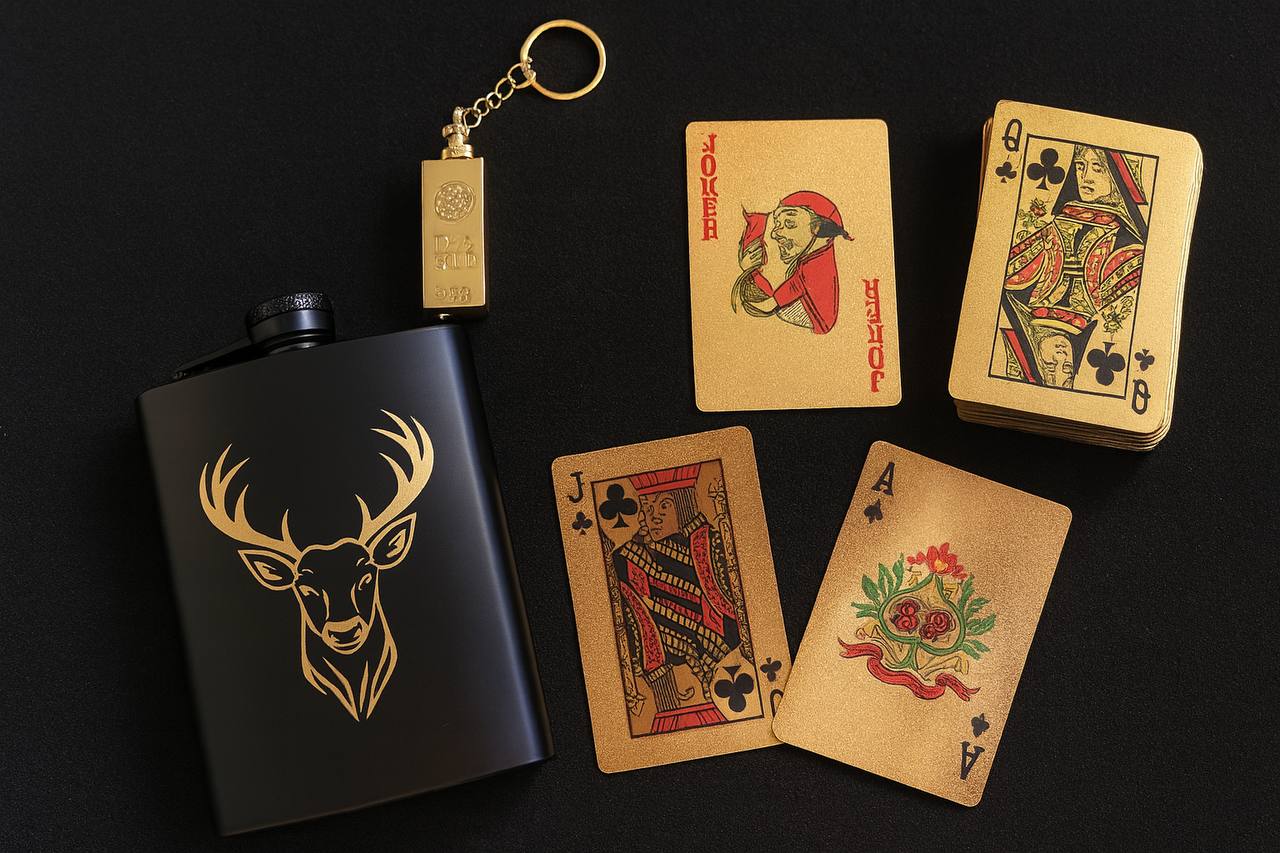 Men's Gift Box Set: Leather Wallet, Bracelet, Whiskey Shot Glasses